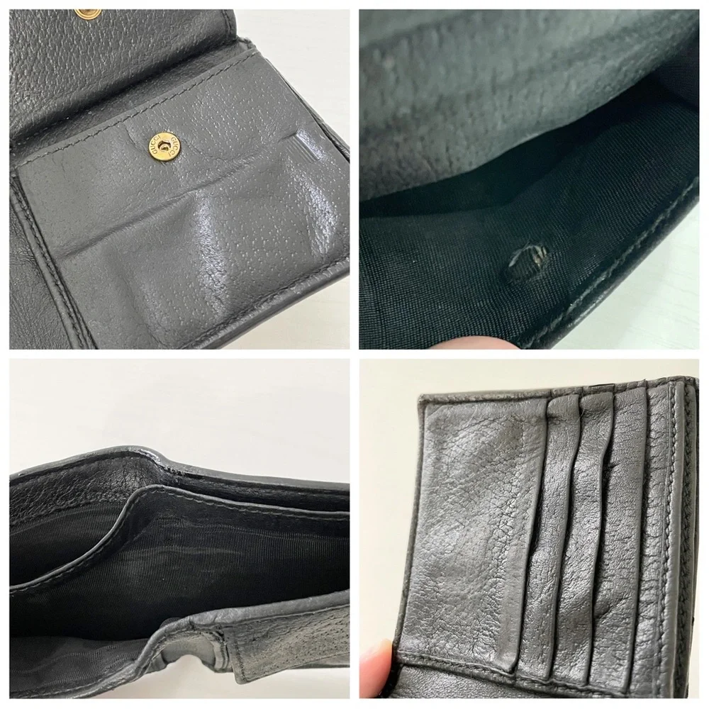 ❤️SOLD❤️Gucci black leather Animalier bee bifold wallet unisex - Picture 8 of 11